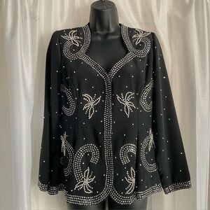 Veg Black Jacket Pearls & Rhinestones Fancy Show S/M